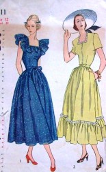 2511 1940S FLARE RUFFLE OR FLOUNCE SS DRESSES PATTERN 16 34